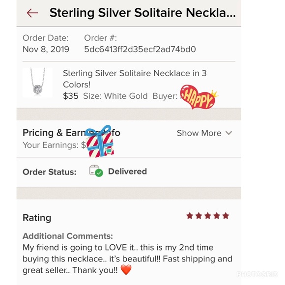 Sterling Solitaire Necklace in 3 Colors w Review! - Picture 7 of 10